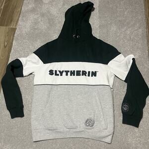 Harry Potter Slytherin Hoodie Mens Size Small Green‎ White Gray Wizarding